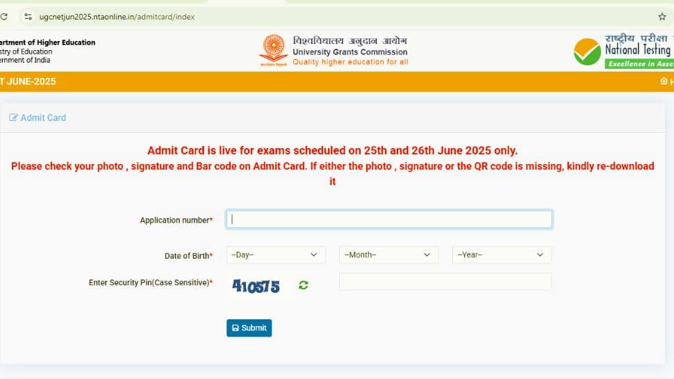 UGC NET 2025 Admit Card Released for June 26 Exam At ugcnet.nta.ac.in- Check Direct Link, Other Details Here UGC NET 2025 Admit Card Released for June 26 Exam At ugcnet.nta.ac.in- Check Direct Link, Other Details Here