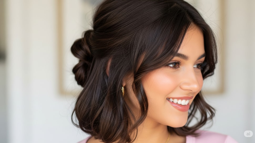 Half-Up Twisted Bun – Sweet Yet Stylish