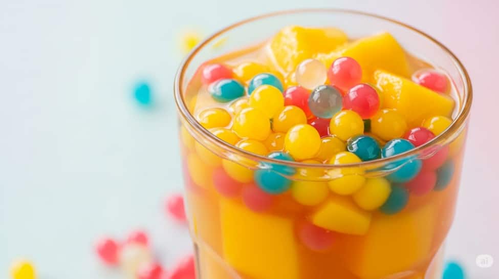 Fruit Tea with Popping Boba (e.g., Passionfruit, Mango, or Lychee)