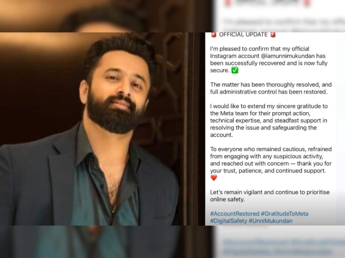 Marco Star Unni Mukundan Regains Control Of Hacked Instagram Account, Cautions Followers On 'Digital Security'
