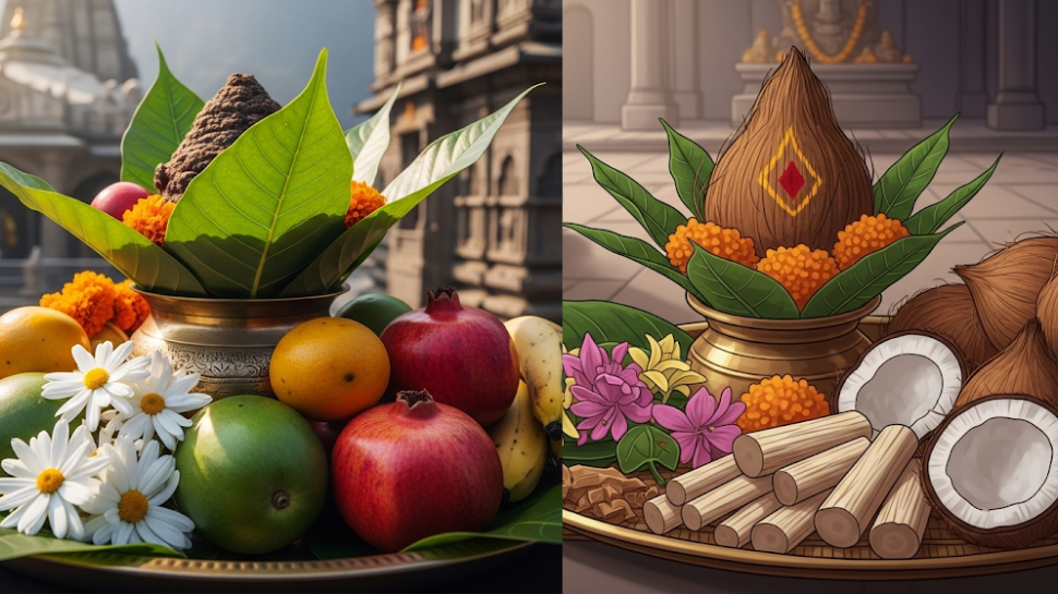 Offer Bel Patra, Dhatura, & Fruits