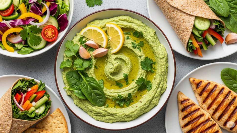 Herbed Green Hummus (Spinach or Cilantro Hummus)