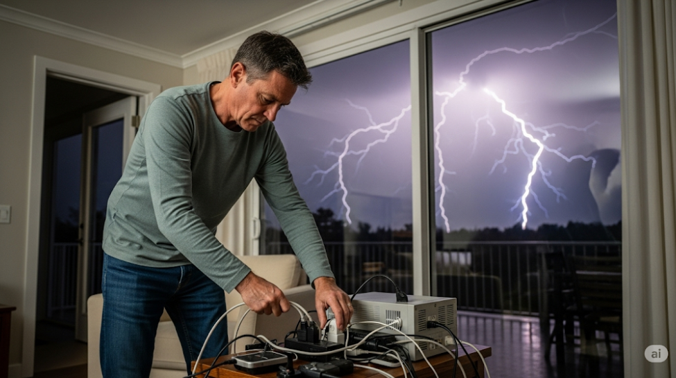 1.Switch off gadgets during lightning and storms: