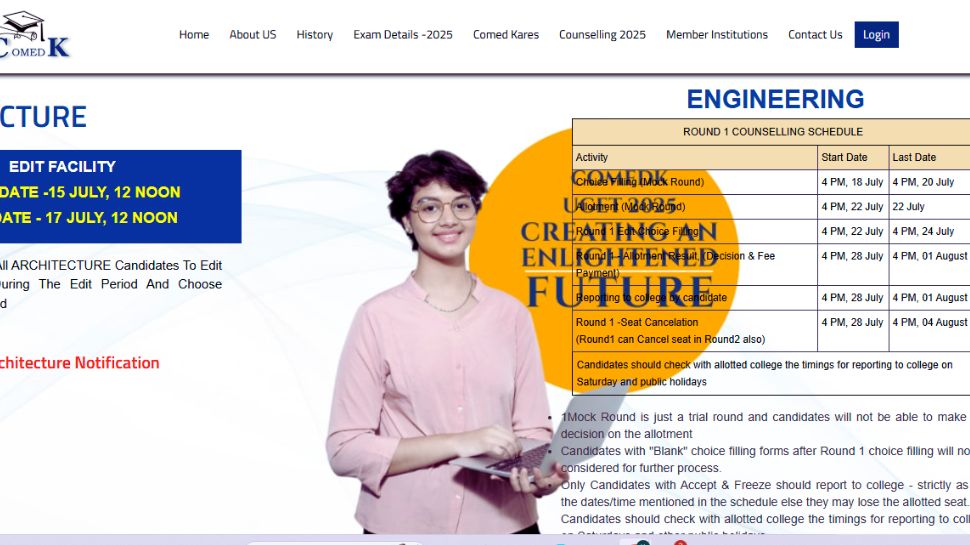 COMEDK UGET 2025 Counselling Schedule Released At comedk.org- Check All ...