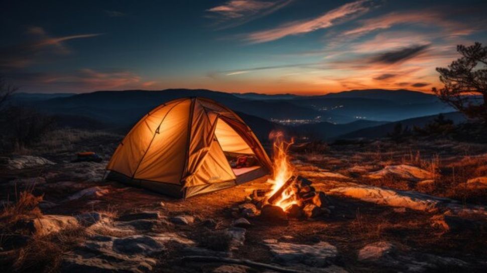 Camp Under the Stars in the Mountains
