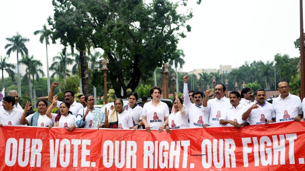 From Onions Garland To `124 Not Out`: Why INDIA Bloc`s T-Shirt Protest Took Center Stage In Parliament?