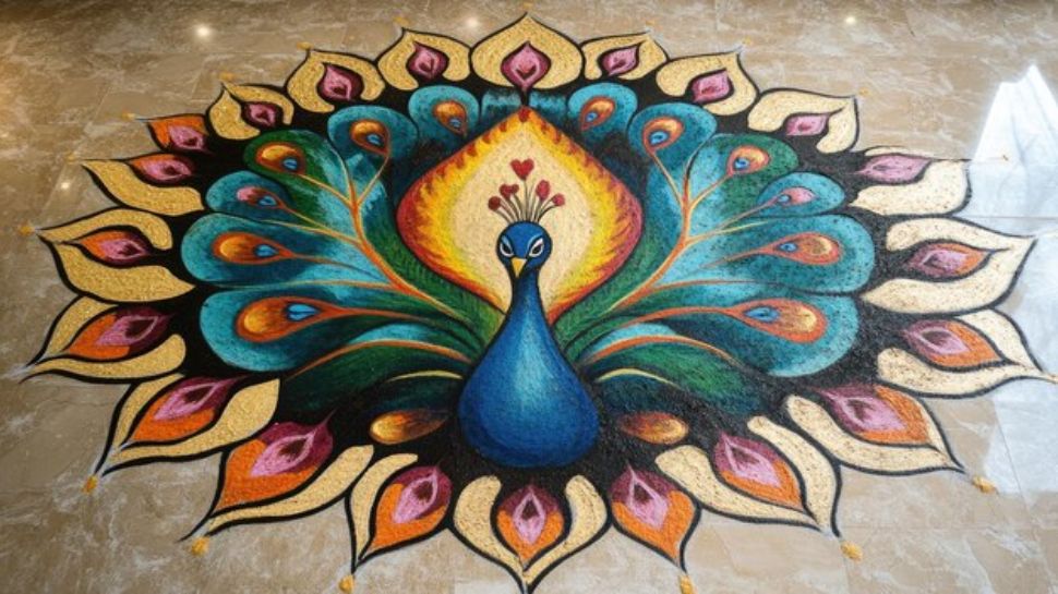 Peacock Tricolour Rangoli