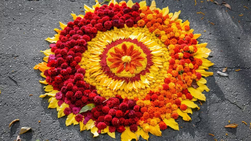 Flower Petal Tricolour Rangoli