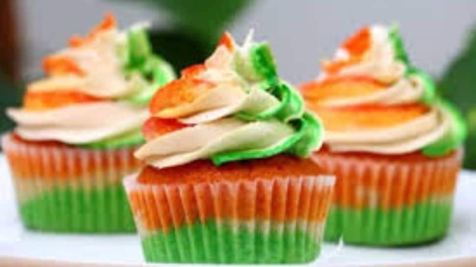 Tri-Colour Cupcakes with Indian Flavours