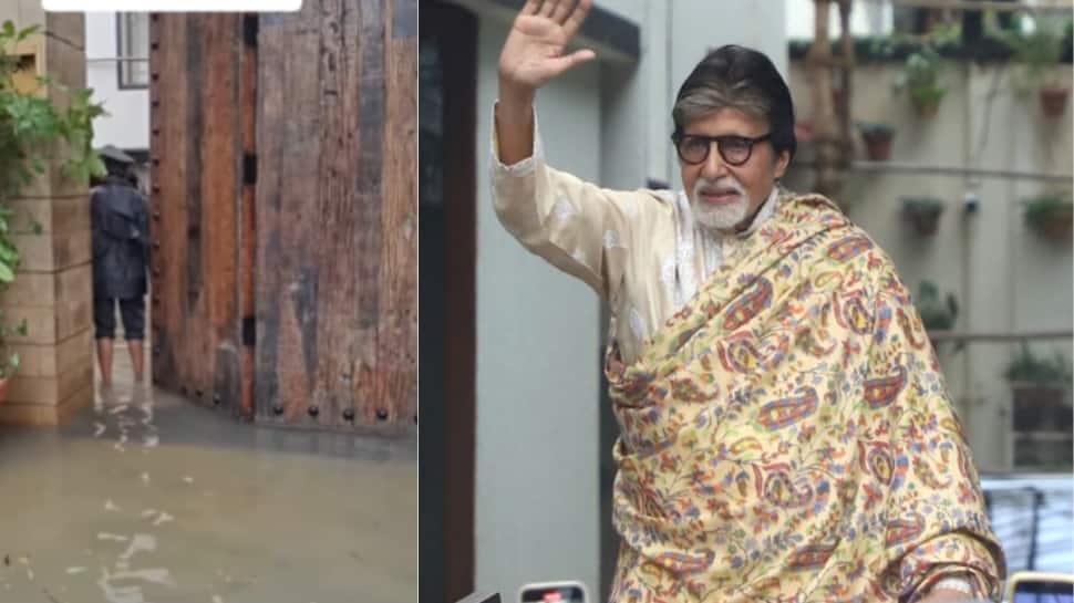 Mumbai Rains: Vlogger Shows Amitabh Bachchan’s Juhu Bungalow Flooded; Viral Clip Claims Actor Spotted Clearing Water - WATCH