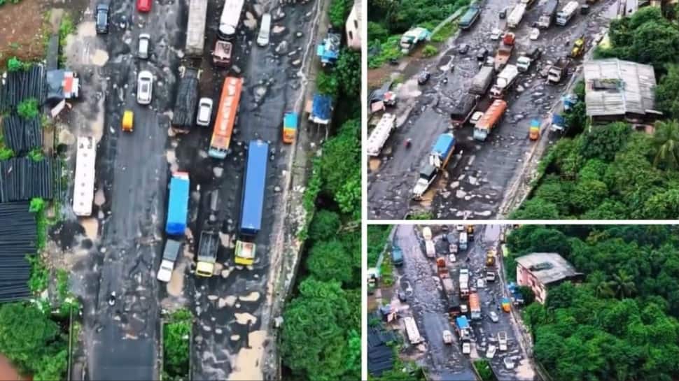 Potholes Go Viral: Drone Footage Exposes A `Moon Crater` On A Major Highway, Sparks Outrage | VIDEO