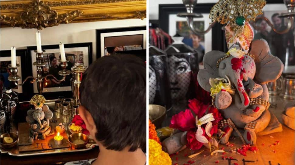 Ganesh Chaturthi 2025: Kareena Kapoor’s Son Jeh Crafts Ganpati Idol With His Tiny Hands, Offers Prayers