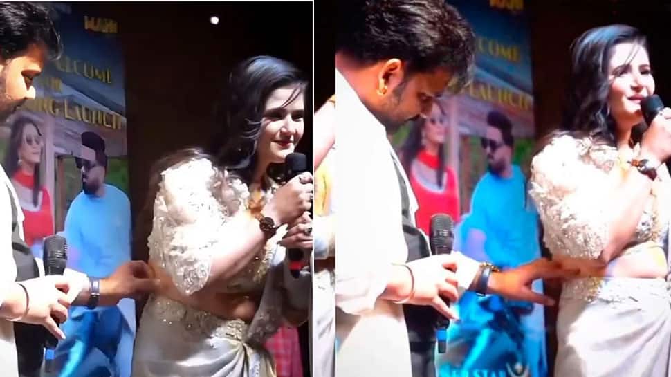 Bhojpuri Actor Pawan Singh Trolled For 'Inappropriately Touching Co-Star Anjali Raghav's Waist