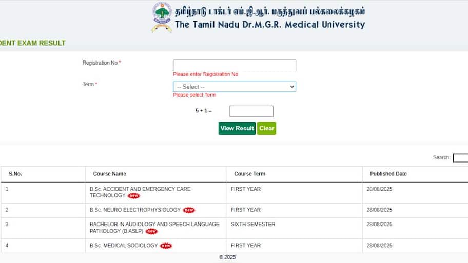 TNMGRU Result 2025 Released For UG, PG Courses At tnmgrmu.ac.in- Direct ...