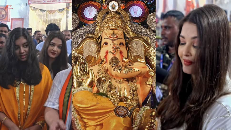 Aishwarya Rai, Daughter Aaradhya Bachchan And Mother Brinda Visit GSB Seva Mandal Ganpati Pandal - Watch