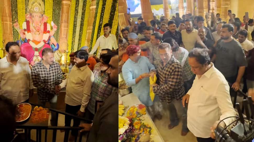 Salman Khan Walks In Barefoot To Seek Ganpati Darshan At Ashish Shelar's House, Performs Puja - VIRAL VIDEO