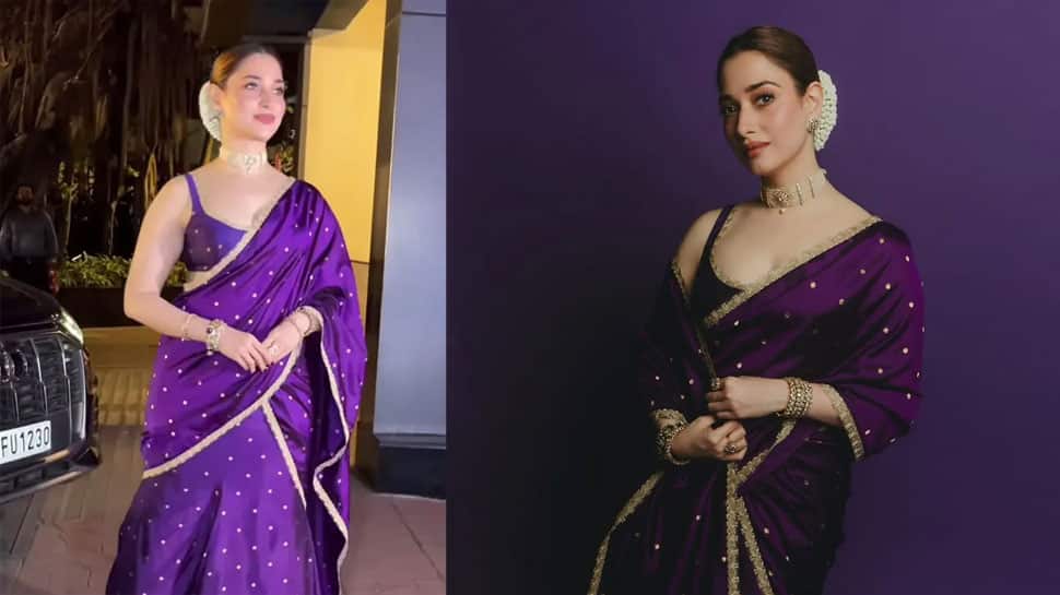 Tamannaah Bhatia's Purple Saree Pics