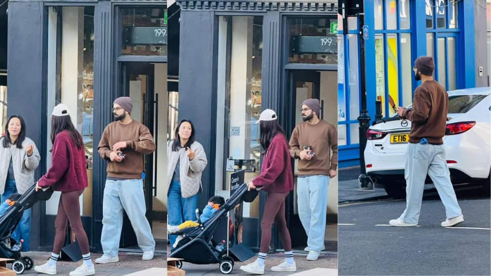 विराट कोहली और अनुष्का शर्मा लंदन में बेटे एकके के साथ आराध्य पारिवारिक परिवार का आनंद लेते हैं