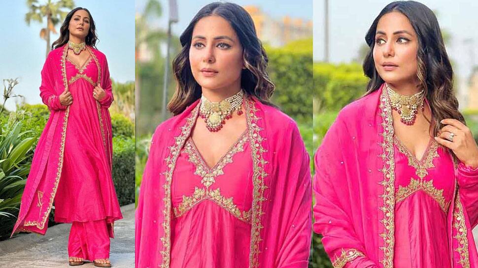 Hina Khan In Pink Anarkali Hina Khan In Pink Anarkali