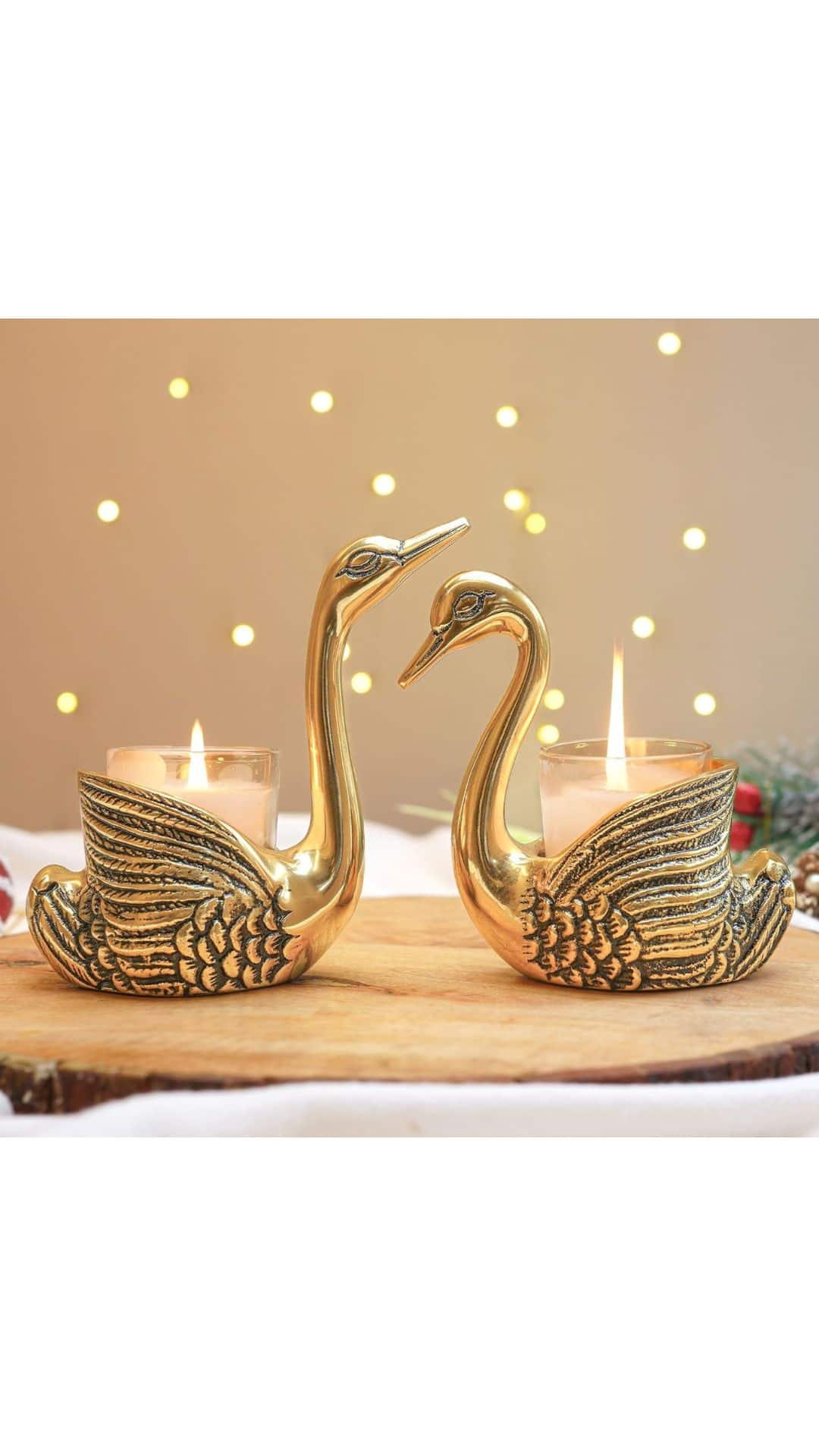 BEHOMA Golden Swan Candle Holders