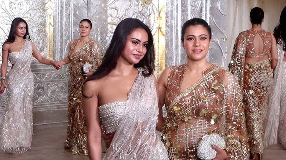 Kajol and Nysa Devgan In Shimmering Saree