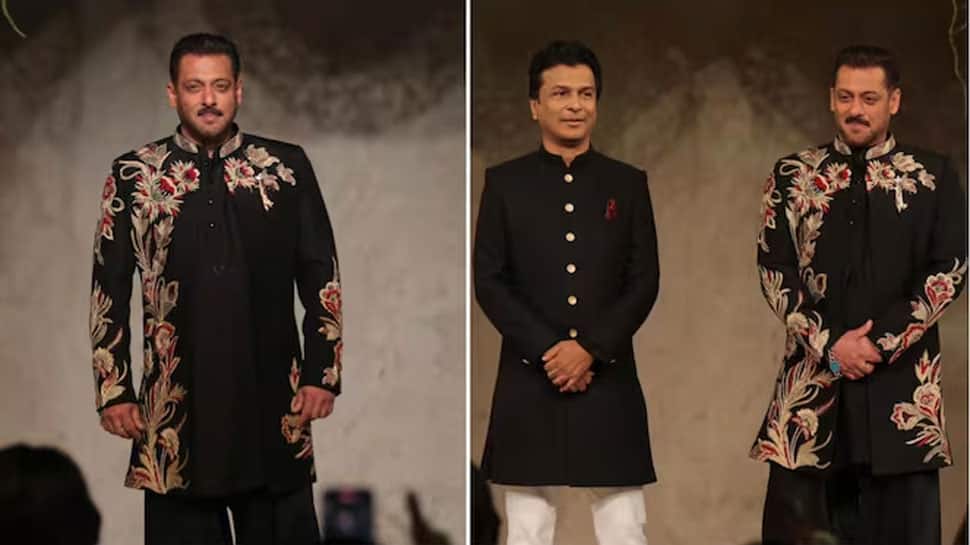 Salman Khan On Ramp After Decades, Turns Showstopper for Vikram Phadnis, Looks Dapper In Black Sherwani - VIDEO