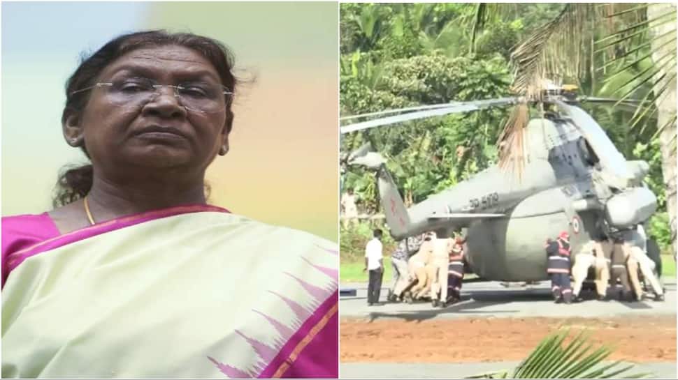 Helipad Section Collapses As President Murmu`s Chopper Lands In Kerala; Crew Pushes Aircraft To Safety | VIDEO