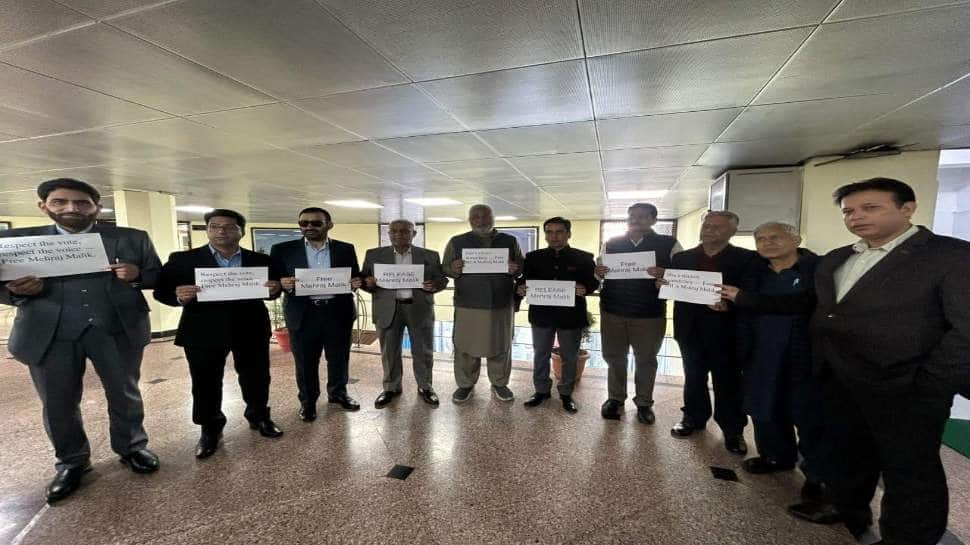 NC, Congress Protest At J&K Assembly Demanding Release Of Doda MLA Mehraj Malik