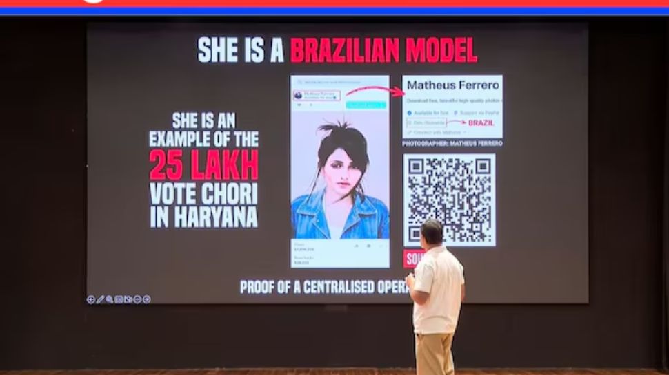 Brazilian Model Voted 22 Times From Different Booths In Haryana; Rahul Gandhi Brazilian Model Voted 22 Times From Different Booths In Haryana; Rahul Gandhi
