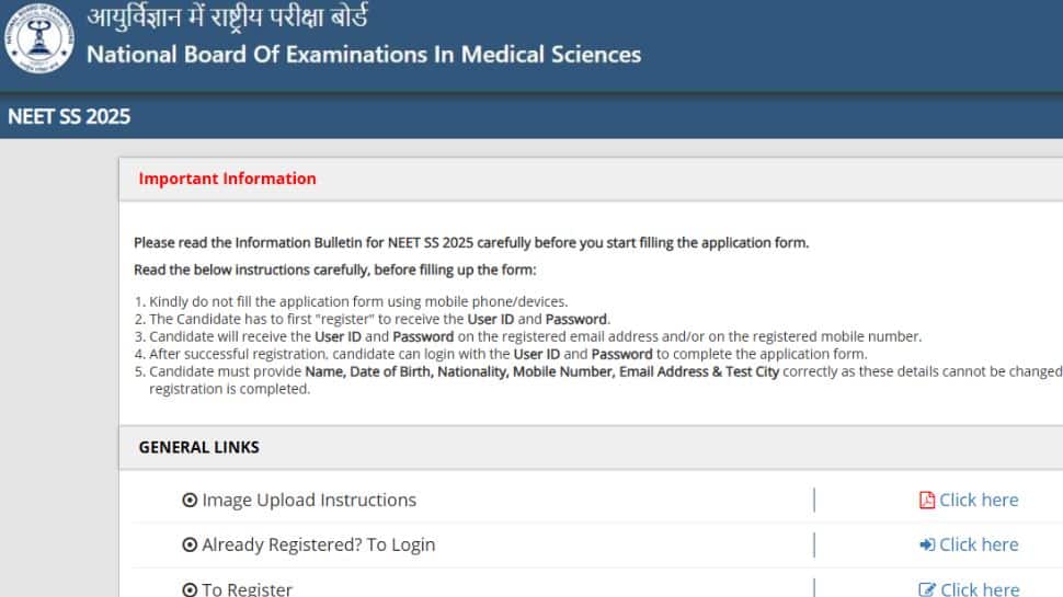 NEET SS 2025 Registration: Window Opens Today At natboard.edu.in- Check Direct Link And Exam Schedule Here NEET SS 2025 Registration: Window Opens Today At natboard.edu.in- Check Direct Link And Exam Schedule Here