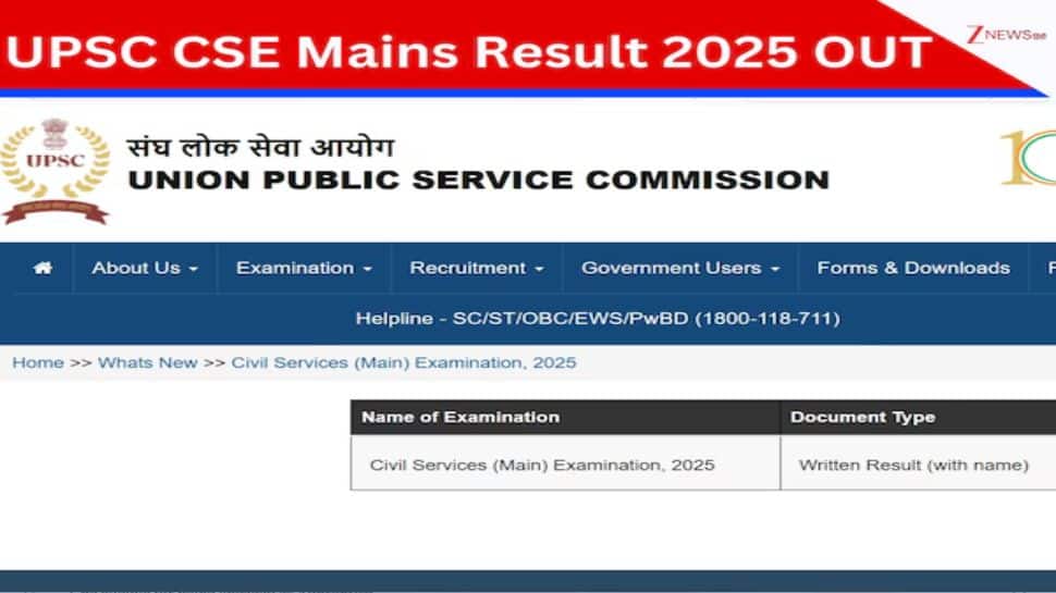 UPSC CSE Mains Result 2025 Declared: 2,736 Candidates Clear The Exam, Check Your Scorecard