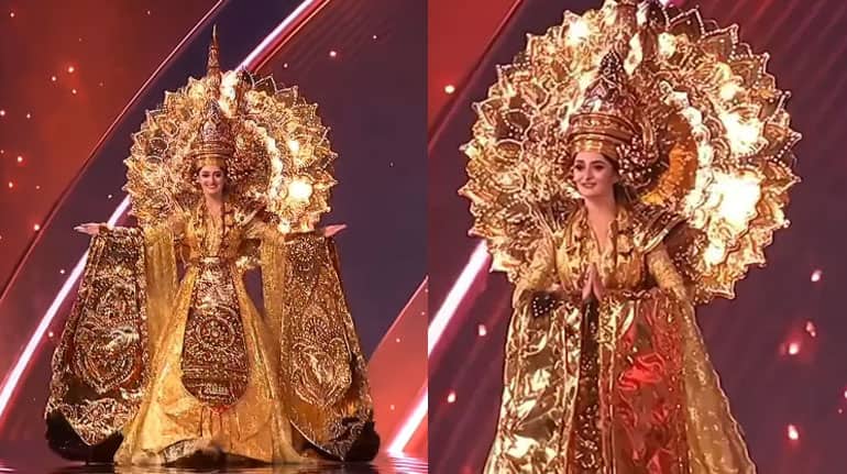 Manika Vishwakarma&#039;s Breathtaking Golden National Costume At Miss Universe 2025 Beholds Attention, Befitting Tribute To Buddhism