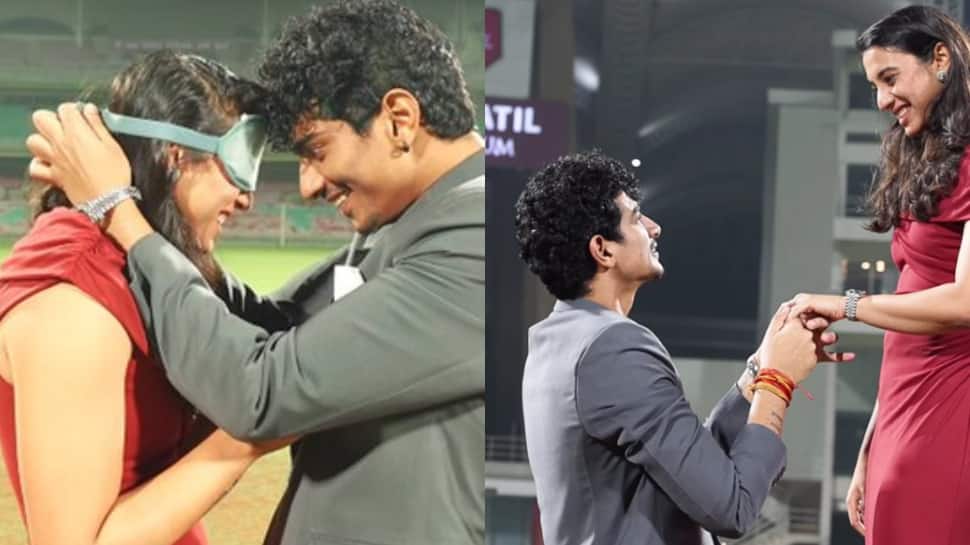 'And It's A YES' : Palash Muchhal Proposes To Smriti Mandhana At World Cup Final Venue - WATCH