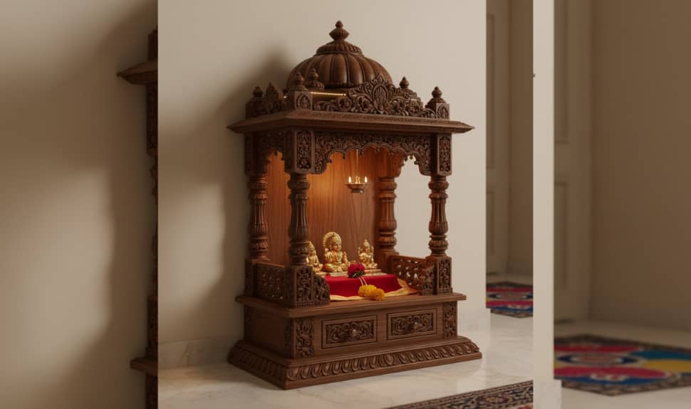 Beautiful Wooden Pooja Mandirs to Bring Peace, Devotion & Style to Your Home Beautiful Wooden Pooja Mandirs to Bring Peace, Devotion & Style to Your Home