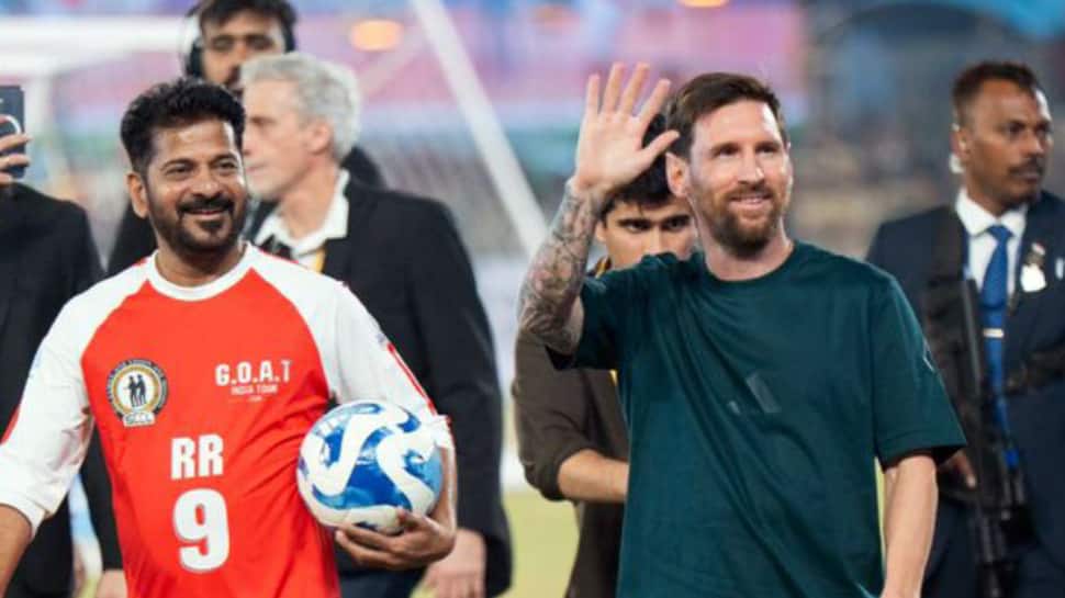 GOAT Tour, Day 1: After Kolkata Chaos, Lionel Messi Entertains Fans At Uppal Stadium In Hyderabad - WATCH