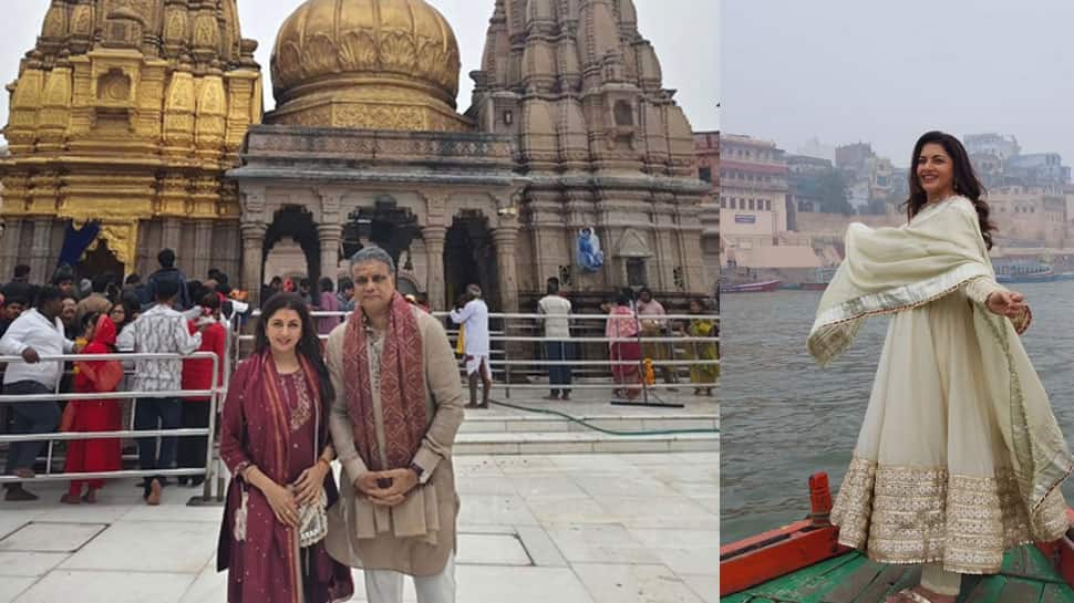 Bhagyashree Visits Kashi Vishwanath & Kaal Bhairav Temples In Banaras