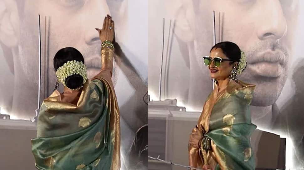At Ikkis Screening, Rekha Showers Love On Agastya Nanda, Blows A Flying Kiss To His Poster