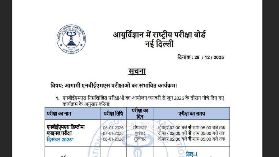 NBEMS Exam Schedule 2026 OUT At natboard.edu.in: Check Tentative Exam Dates For FMGE, GPAT And Other Exams Here