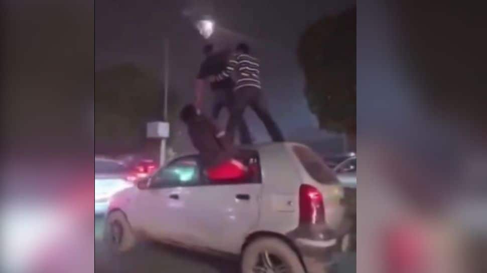 Video: Highway Turns Stage In Noida As Youths Dance On Car Roof, Traffic Hit
