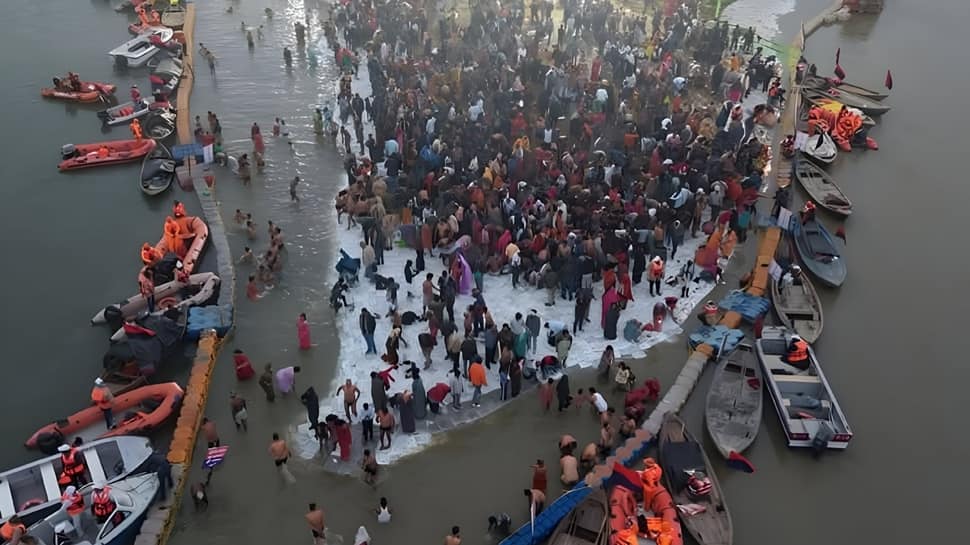 Uttar Pradesh: Massive Turnout At Triveni Sangam For Shahi Snan Of Magh Mela 2026