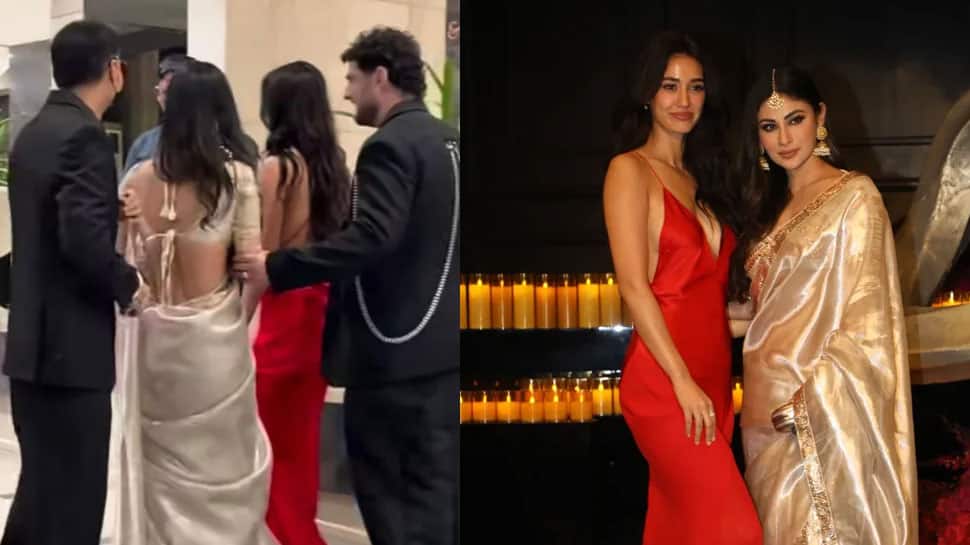 Disha Patani Dazzles In Red-Hot Backless Gown, Arrives With Bestie Mouni Roy & Rumoured Beau Talwinder Singh At Nupur Sanon-Stebin Ben Mumbai Reception - Watch