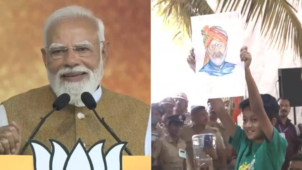 PM Modi notices boy holding his portrait during Kerala rally, says this from stage
