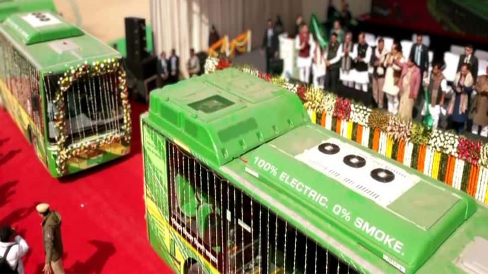 Delhi CM Rekha Gupta flags off 500 electric buses, Delhi-Panipat service