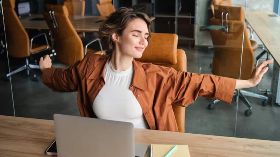 Sitting all day at work? These simple yoga asanas and stretches can melt stress, back pain, shoulder stiffness, and more