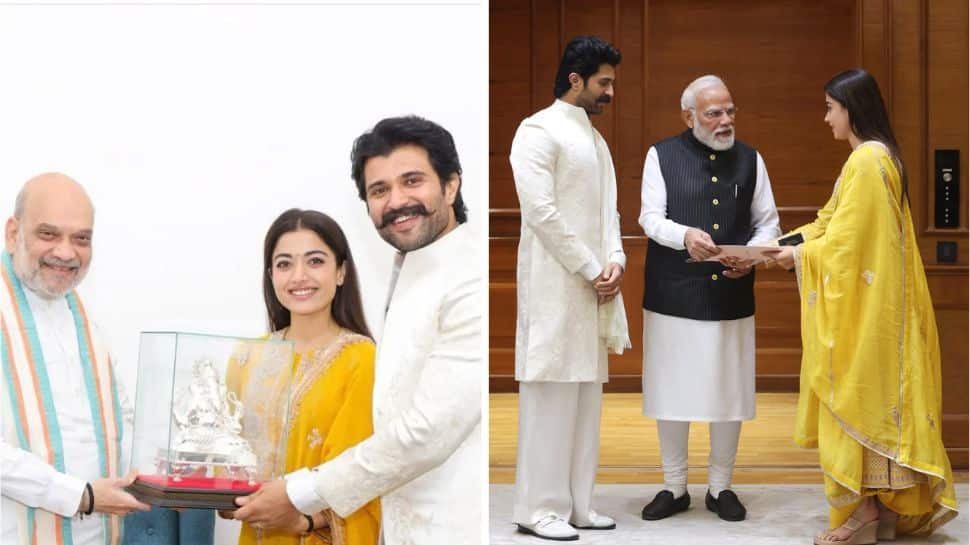 Vijay Deverakonda and Rashmika Mandanna invite PM Modi and Home Minsiter Amit Shah to grand reception- check viral photos