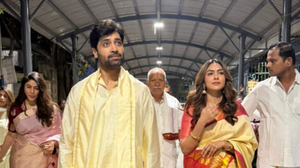 Ahead of ‘Dacoit’ release, Mrunal Thakur and Adivi Sesh seek blessings at Tirumala Temple