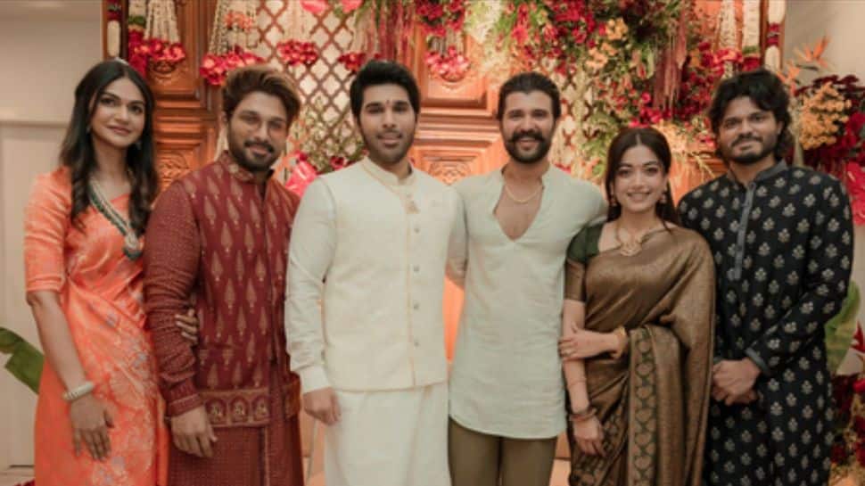 Newlyweds Vijay Deverakonda and Rashmika Mandanna attend Allu Sirish’s Pelli Koduku ceremony ahead of his wedding