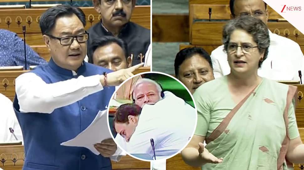 Kiren Rijiju takes swipe at Rahul with ‘hug and wink’ jibe, Priyanka Gandhi retorts