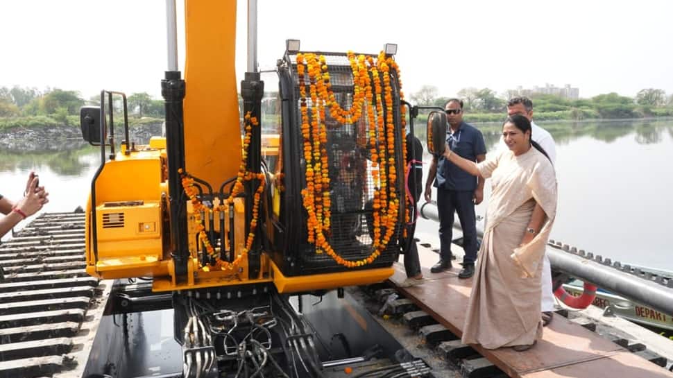 Delhi CM Rekha Gupta flags off amphibious excavator machines for city drain cleaning