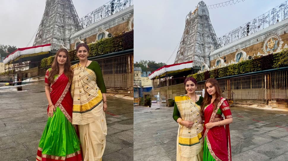 Raveena Tandon, Rasha Thadani offer prayers at Tirupati temple marking latter's birthday & ‘India's big T20 win’